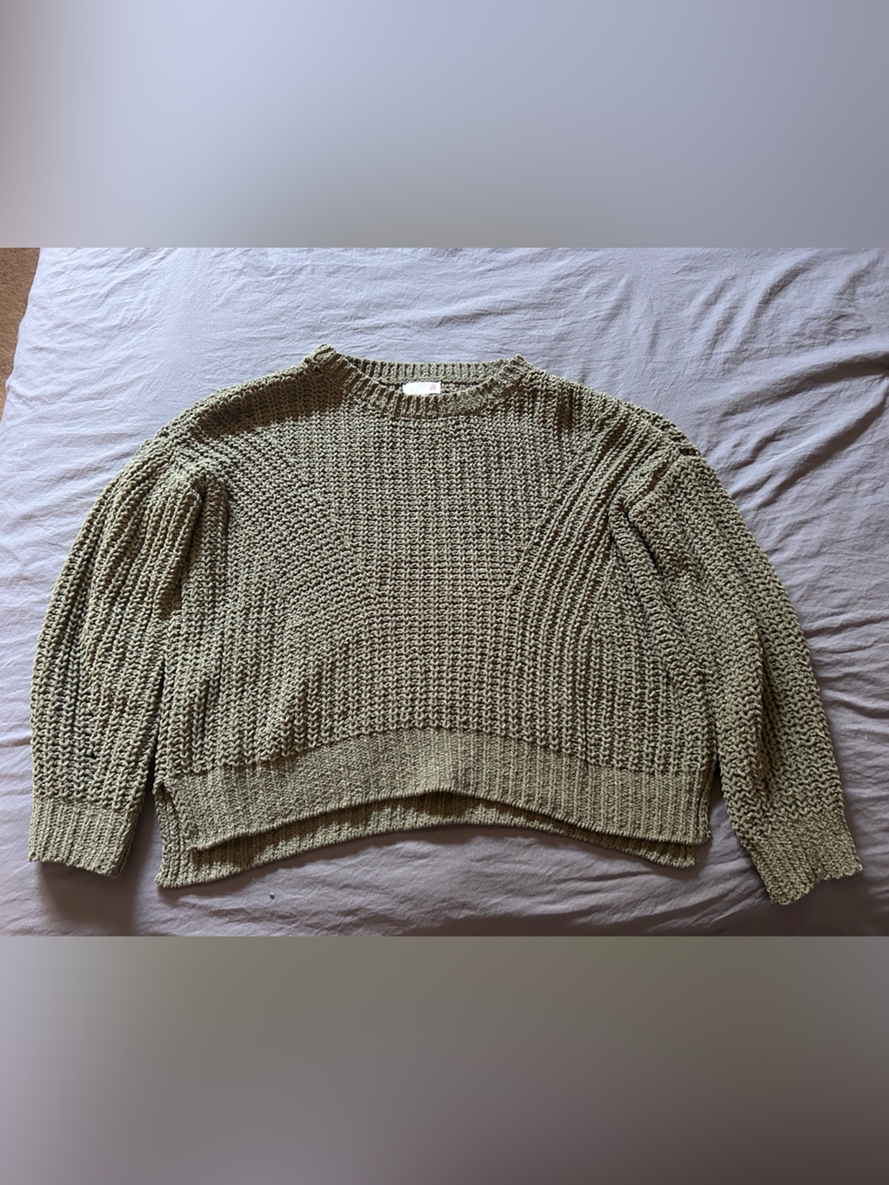 SO Olive Green Chunky Crew Neck Sweater